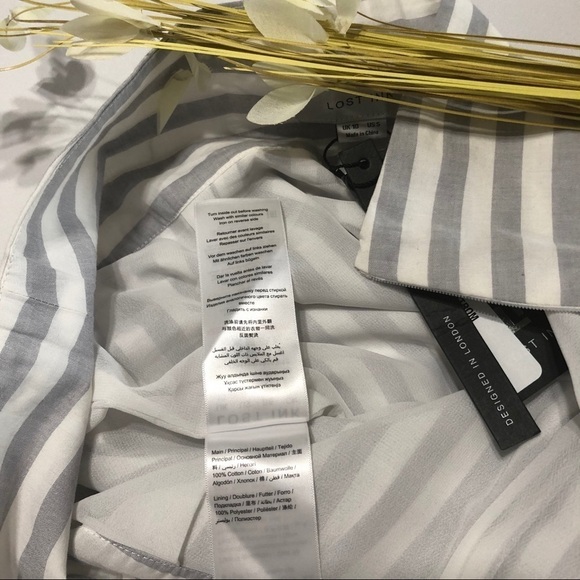 LOST INK NWT Wide Turn-Up Striped Pant in Grey/White - Picture 9 of 9